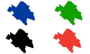 Beyaz arkaplanda YAZD haritası renkli siluet