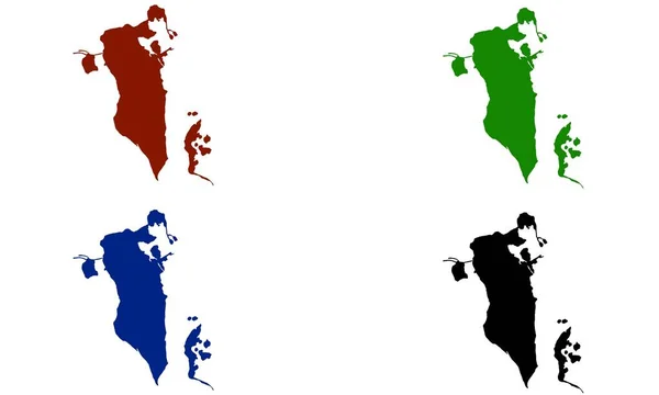 白色背景的Bahrain地图彩色轮廓 — 图库矢量图片
