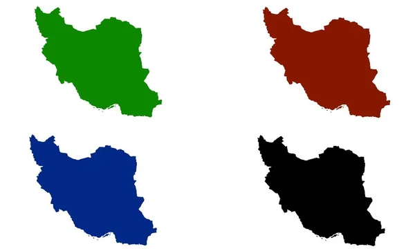 Beyaz Arkaplanda Iran Haritası Renkli Siluet — Stok Vektör