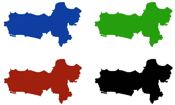Beyaz Arkaplanda Central Java Haritası Renkli Siluet — Stok Vektör