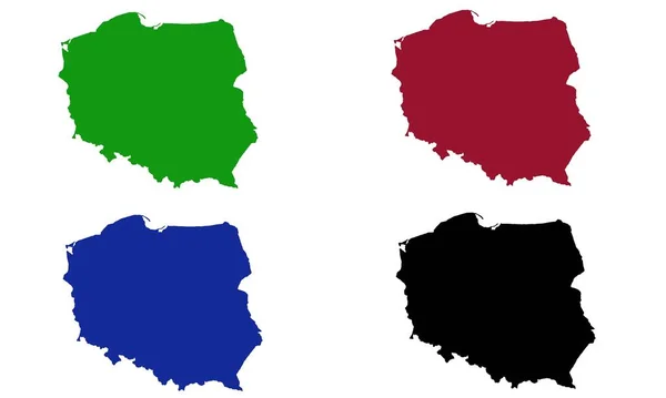 Polandia Mapa Silhueta Colorida Sobre Fundo Branco —  Vetores de Stock