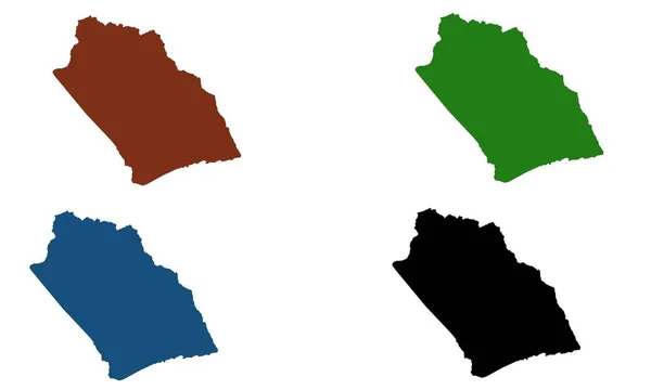 Kibwezi Mapa Silhueta Colorida Sobre Fundo Branco — Vetor de Stock