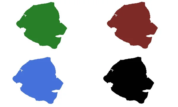 Beyaz Arkaplanda Kumasi Haritası Renkli Siluet — Stok Vektör