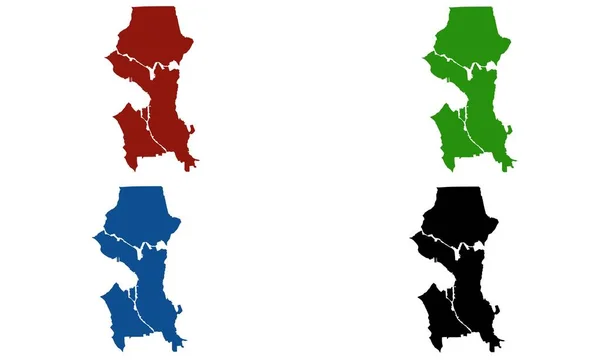 Seatle Mapa Silhueta Colorida Sobre Fundo Branco —  Vetores de Stock