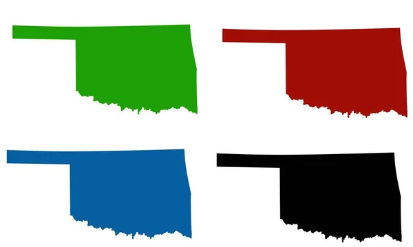 Oklahoma Mapa Silhueta Colorida Sobre Fundo Branco — Vetor de Stock