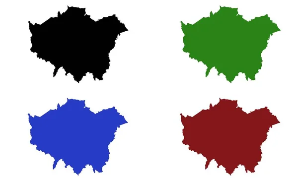 London Χάρτης Πολύχρωμη Σιλουέτα Λευκό Φόντο — Διανυσματικό Αρχείο