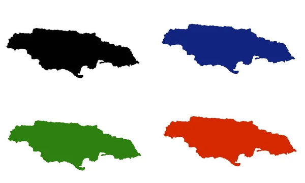 Jamaika Χάρτης Πολύχρωμη Σιλουέτα Λευκό Φόντο — Διανυσματικό Αρχείο