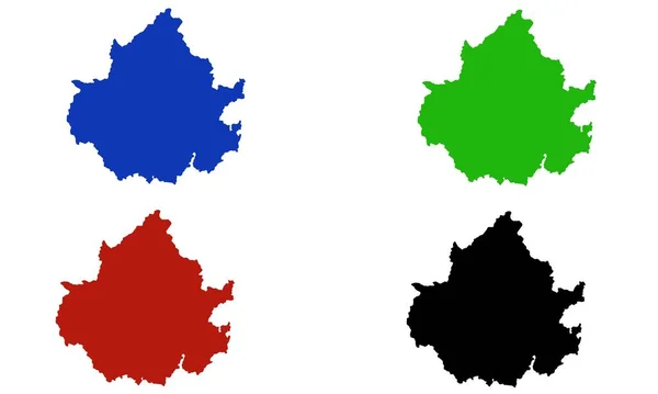 Beyaz Arkaplanda Suwon Haritası Renkli Siluet — Stok Vektör
