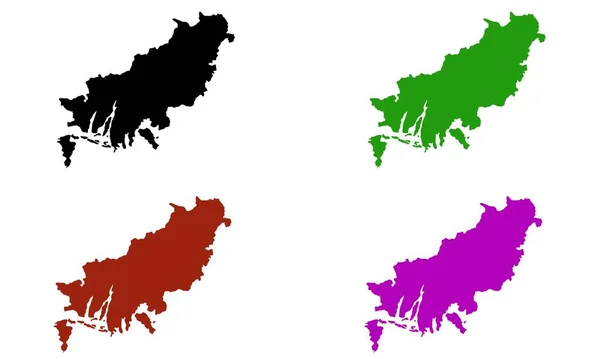 Busan Map Colorful Silhouette White Background — Stock Vector