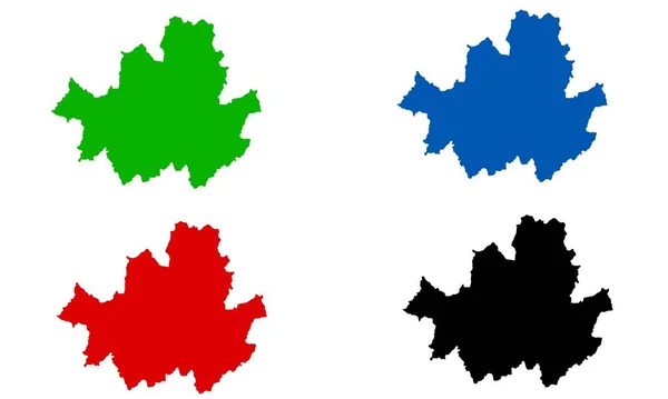 Seúl Mapa Silueta Colorida Sobre Fondo Blanco — Archivo Imágenes Vectoriales