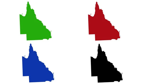 クイーンズランド州地図シルエットでオーストラリア — ストックベクタ