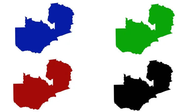 Zâmbia Mapa País Silhueta Leste África —  Vetores de Stock