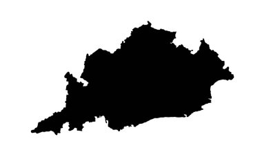 Hindistan 'daki Odisha ülkesinin siluet haritası.