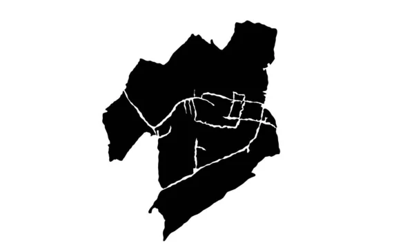 Leiden Mapa Cidade Silhueta Nos Países Baixos — Vetor de Stock