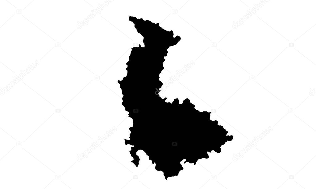 silhouette map of the city of Olomouc in czech