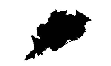 Hindistan 'daki Odisha ülkesinin siluet haritası.