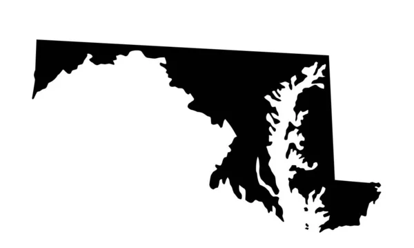 Maryland Landkaart Silhouet Verenigde Staten — Stockvector