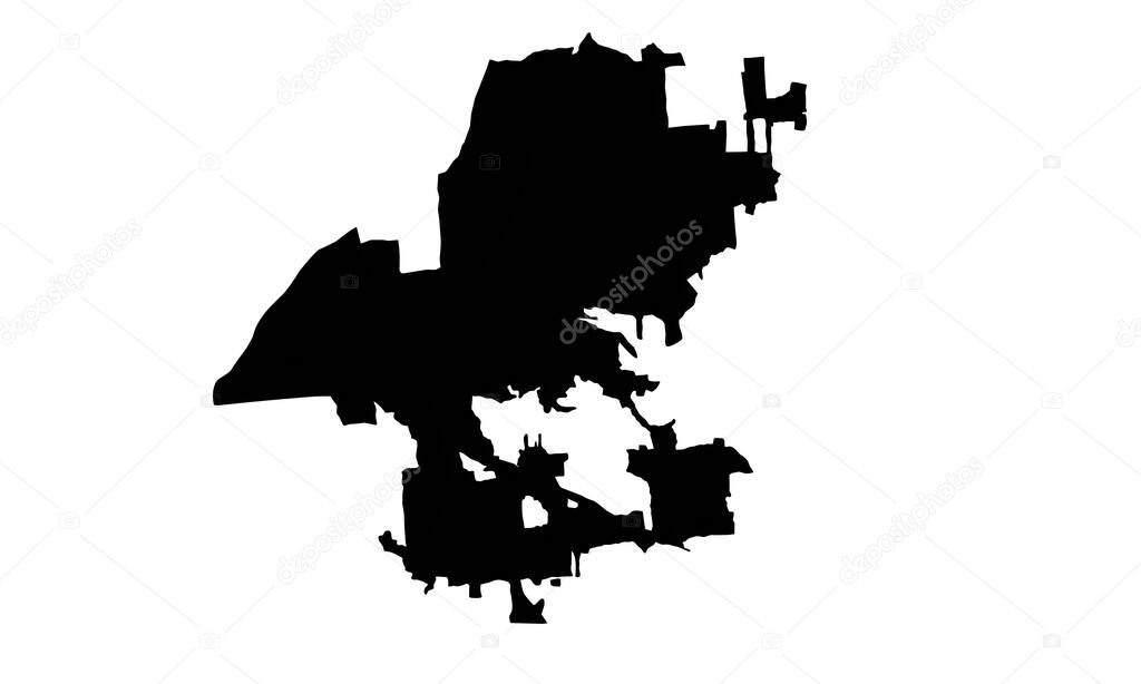East Peoria city map silhouette in Illinois