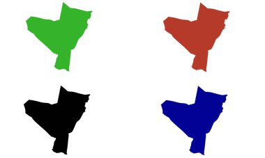 Beyaz arkaplanda KASALLA haritası renkli siluet