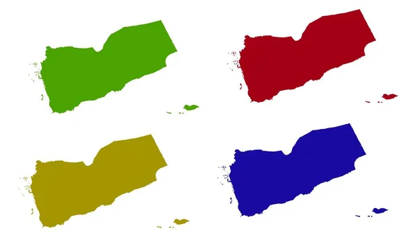 Yaman地図カラフルなシルエットで白い背景 — ストックベクタ