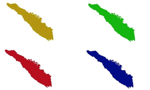 Sumatra Map Colorful Silhouette White Background — Stock vektor