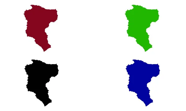 Manatuto Mapa Silueta Colorida Sobre Fondo Blanco — Vector de stock
