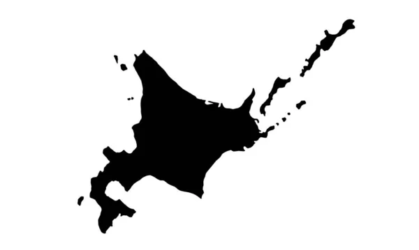 Silhouet Kaart Van Hokkaido Japan — Stockvector