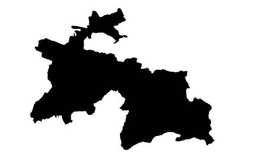 Orta Asya 'da Tacikistan ülke haritası silueti