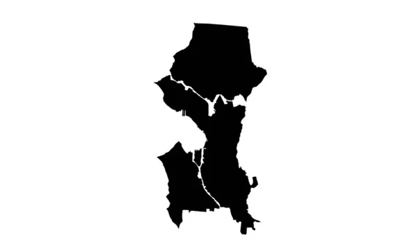 Seattle Silhouette Carte Ville Washington — Image vectorielle