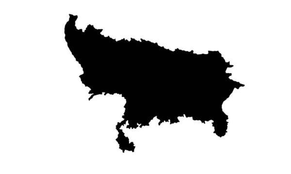 Mappa Della Silhouette Del Paese Uttar Pradesh India — Vettoriale Stock