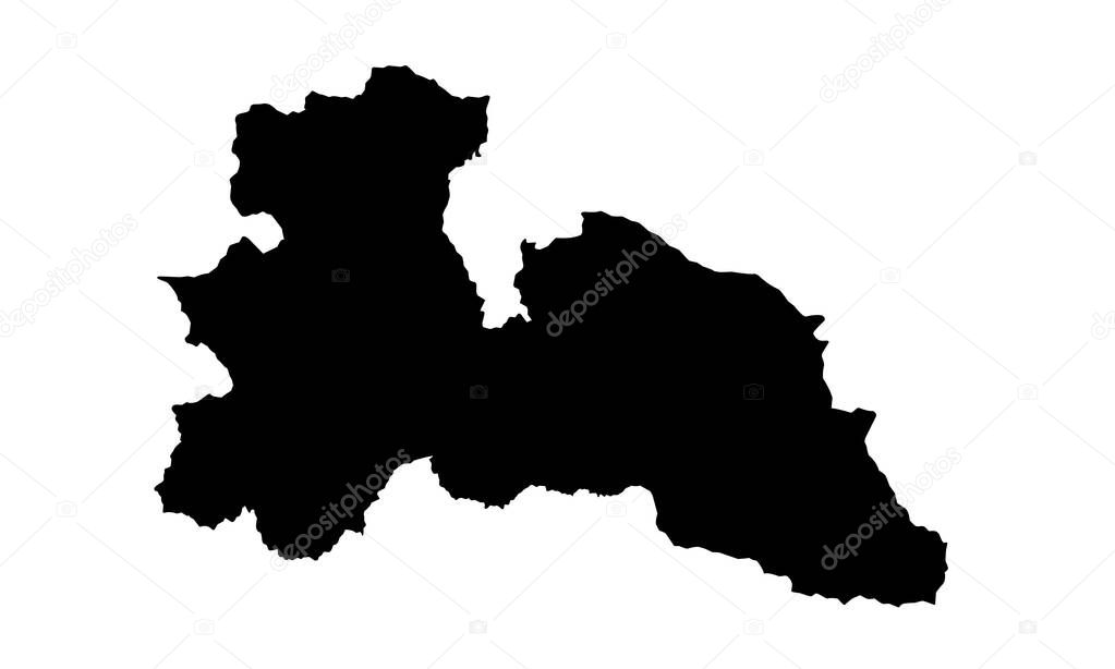silhouette map of Bono East Region in Ghana