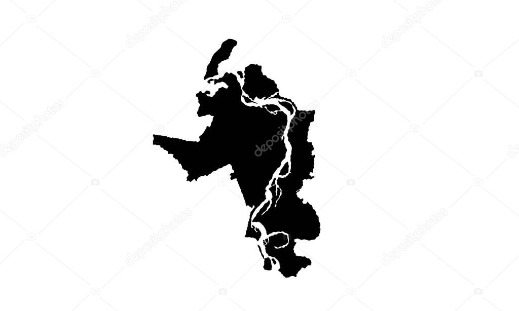 silhouette map of the republic of Altai in Russia