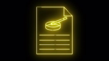 Sarı neon döküman ana hatları büyüteç ve çizgiler bilgi önerir