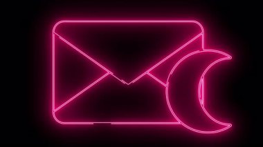 Hilal şeklinde parlayan neon rengi e-posta simgesi