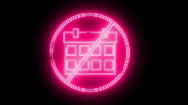 NeonPembe takvim simgesi siyah bir arkaplan karşısında üç katlı bir çemberin içinden geçiyor