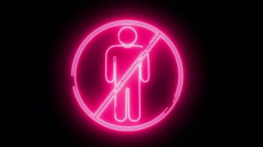 Neon pembe işaretli kişi, yasak erişimi gösteren bir çizgiyle daire çiziyor.