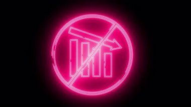 Neon pembesi siyah arkaplanda azalan istatistik işareti yok