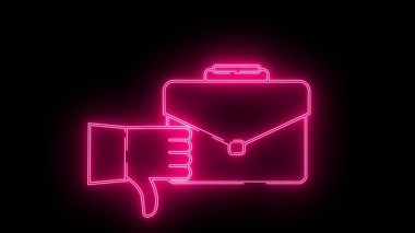 Siyah arka planda sevilmeyen bir evrak çantasının neon pembe çizgisi