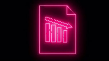 Siyah arkaplan üzerindeki dosyada grafiğin neon pembe görüntüsü azalıyor