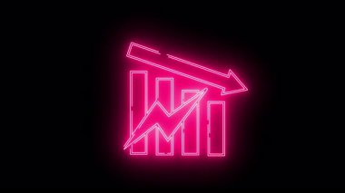 Pembe neon diyagramı, sivri bir zigzag ve aşağı bakan bir okla örtülmüş çizgileri gösterir.