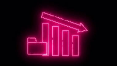 Siyah bir arkaplana karşı bir belge dizin simgesi eşleştirilmiş neon pembe çizgi grafiği