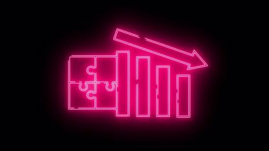 Neon pembe bir çizgi, solunda bulmaca parçaları olan bir çubuk grafiğinin üzerinde aşağı doğru bir ok gösterir