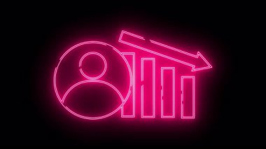 Aşağı inen grafiker ana hatlı neon pembe simge