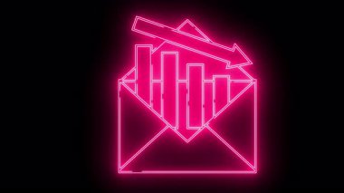 Siyah üzerine aşağı doğru grafikli neon pembe e- posta simgesi