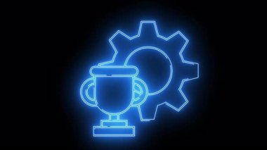 Mavi neon bir kupa siyah arka planda bir vitesi örtüyor.