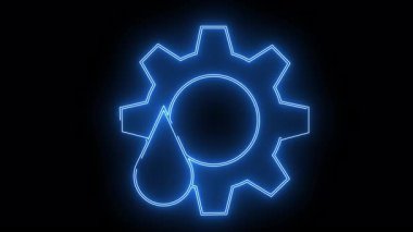 Siyah zemin üzerinde damlacık ana hatlı neon mavi dişli