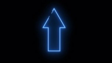 Açık mavi ile özetlenmiş yukarı bakan bir ok koyu siyah bir arkaplan karşısında görüntülenir