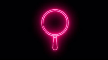 Pembe bir neon büyüteç parlak bir ışıkla ana hatlarıyla siyah bir zemin oluşturur.