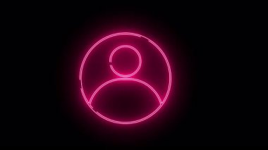 Siyah arkaplanda parlak pembe neon insan simgesi çift katlı tasarım