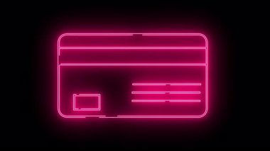 Parlayan pembe neon, siyah bir arkaplanda bir kredi kartı belirtiyor.